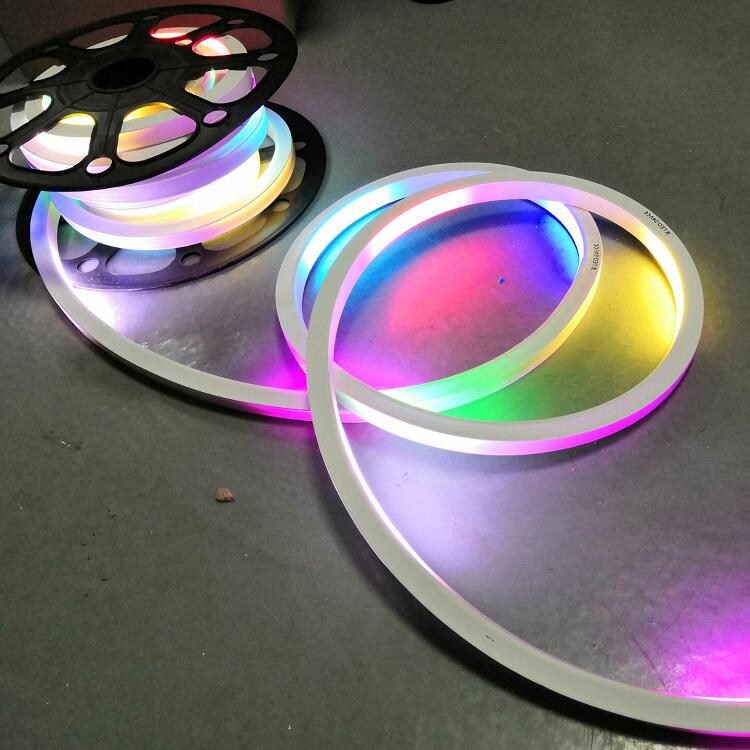5m 18X18MM Square top view neon flex rgb dmx512 rgbic led neon rope lights for desk 24V flexible led rope light